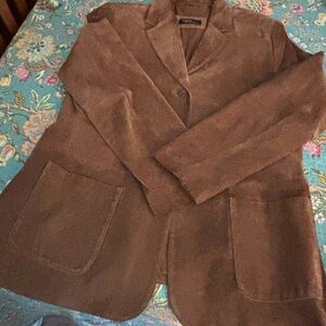 Valerie Stevens chestnut brown suede leather Blazer, L